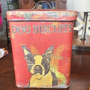 Vintage Dog Biscuit Tin with Boston Terrier